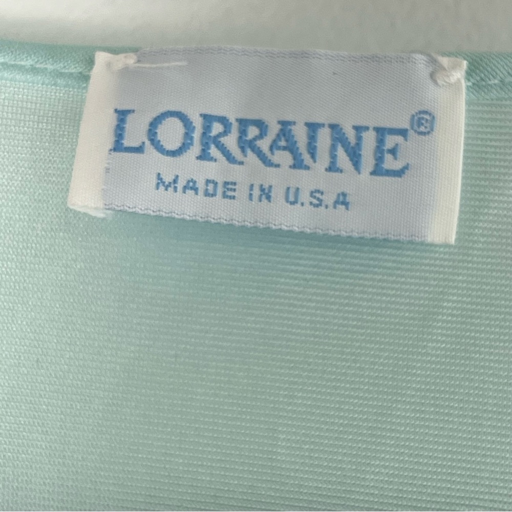 Vintage Lorraine Nightgown Robe Women's Sz Med Floral Lace Embroidered Green USA - Picture 7 of 10